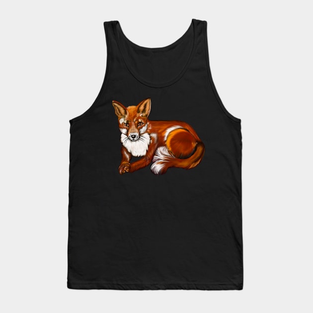 Fox art Urban Fox - Vulpes Vulpes close up painting  of a beautiful red fox Tank Top by Artonmytee